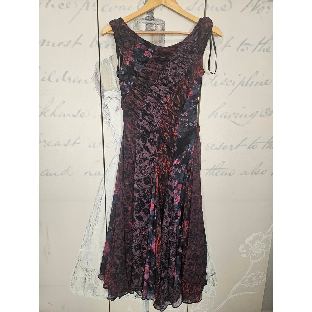 Free People Plum Floral Midi Dress with Pink Accents